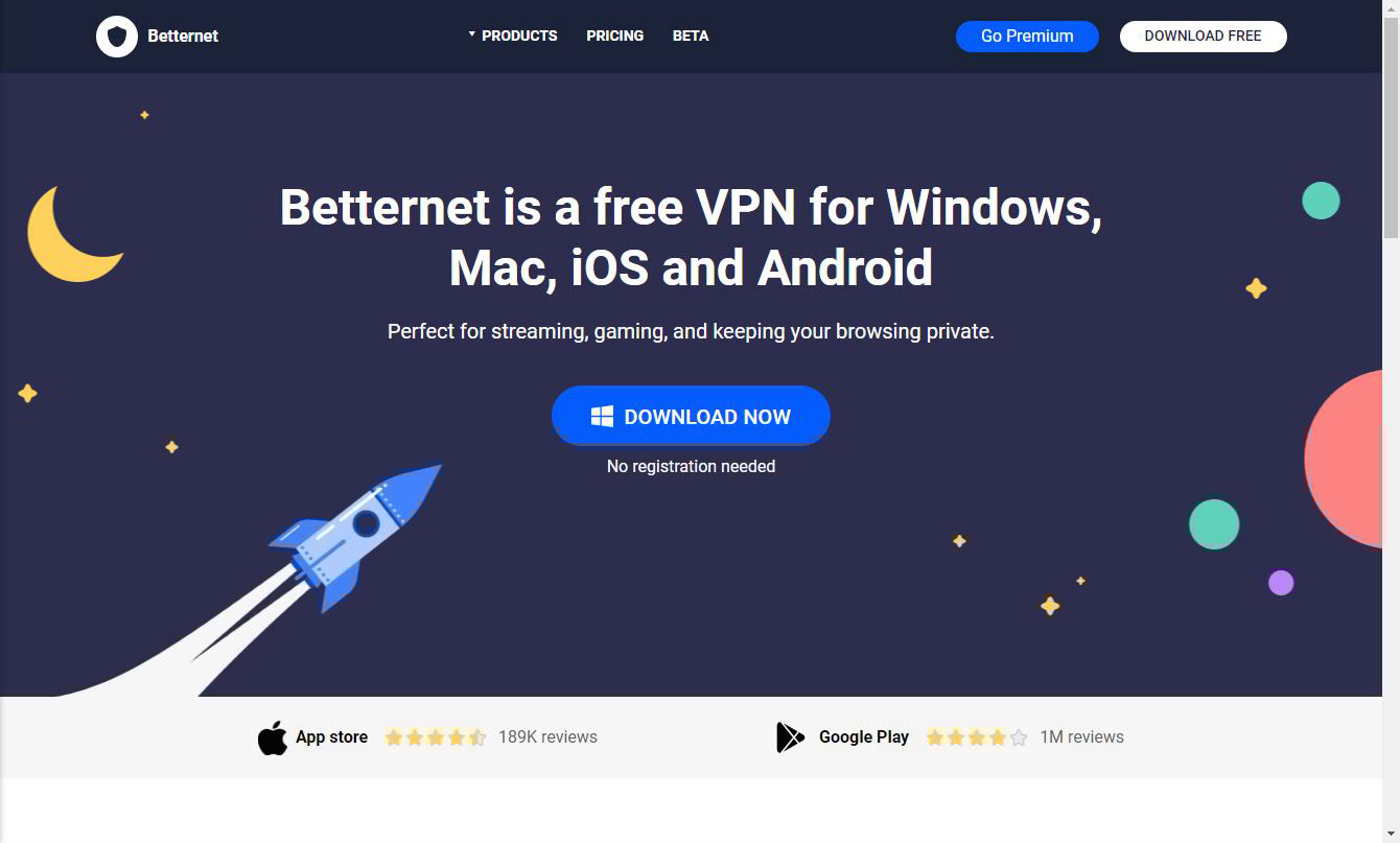 Betternet VPN Hlavna Obrazovka